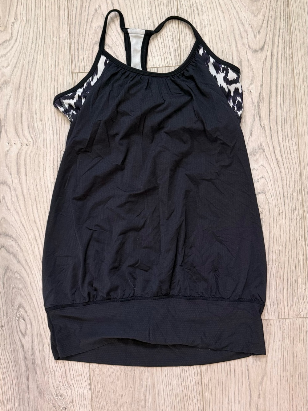 Print with Black Razor Back Top